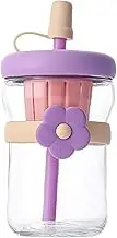 Tea And Water Separation Cup, Glass Water Bottle, Straw And 2 Lids Glass Coffee Cup, Protector Tumbler, Double Lid Design, 1 X Clear Water Bottle, For Daily Use