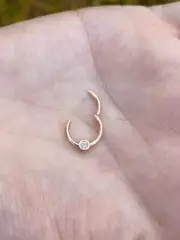 Natural Diamond Hinged Nose Ring Septum Clicker Daith Conch Helix Hoop 14k Gold