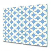 Tempered Glass Meat Board Worktop protector Shabby blue and yellow large 2x30x52
