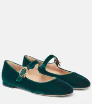 [Gianvito Rossi] Gianvito Rossi Mary Ribbon velvet ballet flats AU 10 green