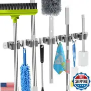 voze 5 Racks and 4 Hooks Mop and Broom Holder Wall Mount, Self Adhesive Heavy