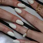 Press On Nails Gel X Snow White Almond Short Soft Gel and Super Hold Glue