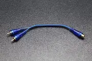 RCA WIRE BLUE GRAY Y SPLITTER 1 FEMALE 2 MALE CAR HOME AUDIO INTERCONNECT BLS