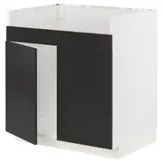 METOD base cab f HAVSEN double bowl sink, white/Nickebo matt anthracite, 80x60x80 cm