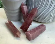 Strawberry quartz tower crystal points red aventurine obelisk