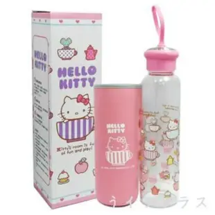 Hello Kitty耐熱玻璃水瓶 500ml 附保溫潛水布套 凱蒂貓 KT 水壺 隨手杯 隨身杯