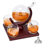 New Whiskey Decanter Globe Set w/ Glasses & Tray for Liquor Gift