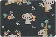 Area Rug, Washable Entryway Rug, Non-Slip Throw Rugs, Floor Carpet, Rug for Door Mat Bedroom Living Room Kitchen Laundry, Koala Cartoon Animal Lovely Tropical Flower