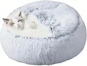 Cat Cave Bed Plush Calming for Indoor Cats Puppy, Cat Bed with Cover Cave and Thick Faux Fur, Reinforced Base for Small Pets, Machine Washable Pet Cozy Bed Cave with Non-Slip Bottom (25.6X 25.6inch)