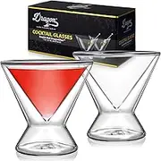 Dragon Glassware Martini Glasses, 8-Ounce Double Wall Insulated Cocktail Glasses, Gift Boxed - Set of 2