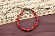 Bracelet Buddhist With Beads Flat Wood Nepal Ø Diameter 7 MM #4132 CA13
