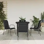 VRAXO 5 Piece Garden Dining Set Black Steel and Textilene -32.24KG,3200703