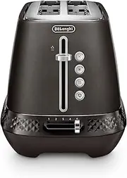 [De'Longhi] Diadema Toaster CTV3003.BK, 2 Long-Slot Toaster with Reheat, Defrost and Bagel Functions, 5 Browning Levels, Removeable Crumb Tray, Stainless Steel, 1500W, Onyx Black