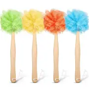 4 Pack Exfoliating Loofah Back Scrubber Body Sponge w/ Long Handle for Bathroom