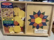 New/sealed Melissa & Doug Pattern Blocks & Boards -120 Wood Shapes