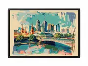 Melbourne Retro Framed Print Fine Art Poster Print