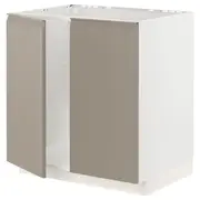 METOD base cabinet for sink + 2 doors, white/Upplöv matt dark beige, 80x60x80 cm