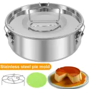 Stainless Steel Flan Pan Baking Flan Maker Mold with Steamer Rack Mat & Lid "∨