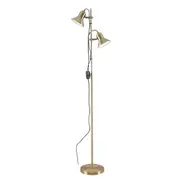 Coventry Antique Brass Twin Head Reading Floor Lamp