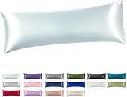 Satin Body Pillow Cover, Baby Blue Silky Cooling Satin-Silk Body Pillow Cases with Envelope Closure (20x54, Light Blue)