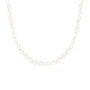 Silver 45+5cm Knotted Rice F/w Pearl Necklace in White