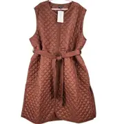 Athleta Women's Mahogany Brown Whisper Featherless Long Puffer Vest Size 3X NWT