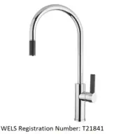 Abey Luz PULL OUT GOOSENECK MIXER Elegant Flat Lever, WELS 4-Star, CHROME LUZ-1