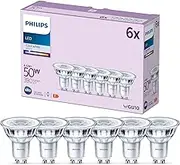 PHILIPS LED Classic Spot Light Bulb 6 Pack [Cool White 4000K - GU10] 50W, Non Dimmable. for Home Indoor Lighting