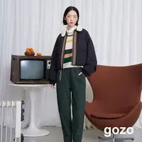 在飛比找蝦皮商城優惠-【gozo】毛毛領澎袖短版鋪棉夾克(黑色/淺卡其_F) | 