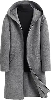 [SaoBiiu] Men Double-Sided Cashmere Overcoats Winter Fashion Zipper Hooded Long Trench Coat