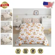 Adorable Kawaii Corgi Comforter Set for Kids - Soft Microfiber Twin Bedding