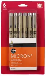 Sakura Pigma Micron Pens 005 .2mm 6/Pkg-Black 50034