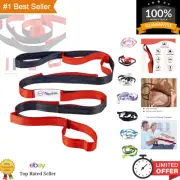 Durable 10-Loop Yoga Stretching Strap for Enhanced Flexibility - Black/Red