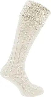 [Textiles Universels] Mens Scottish Highland Wear Wool Kilt Hose Socks (1 Pair) (UK Size: 6-11 UK, 39-45 EU) (Cream)