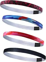 [Totority] 4pcs Unisex Skid Exercise Headbands for Running Yoga and Sports Sweat Absorbent Breathable Elastic Hairbands for Active and Leisure Activities