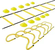 Sports Speed Agility Training Set Agility Ladder Hurdles Set Equipped with 10 Disc Cones