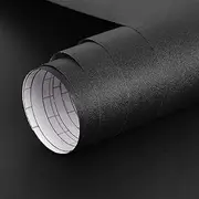 [Mecpar] Black Peel and Stick Wallpaper 15.7" x 118" Matte Textured Vinyl Self-Adhesive Removable Thick Wallpaper for Rooms Walls Kitchen Countertop Cabinet