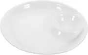 OKUMEYR Divided Plate Bowl Noodles Ramekins Large Serving Platters Mat Snack Platter with Dividers Bread Pot Trays Chips Dish Dips Charcuterie Board Bowls Turntable Large Ceramics White