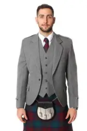 Men's Scottish Grey Kilt Jacket With Vest | Highland Wool Argyle Kilt Jackets