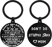 ENGZHI 18th Birthday Decorations for Boys, 18 Year Old Boy Birthday Gift Ideas for Son Grandson Him Men, Metal Keychain, From Mom