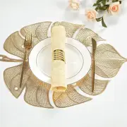 Leaf Gold Placemats Vinyl Table Place Mats Set of 6, Hollow Out Modern Table Pla