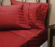 1200 Thread Count 100% Egyptian Cotton Sheet Set 1200 TC FULL Burgundy Stripe