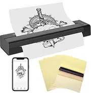 ATOMUS Tattoo Transfer Stencil Printer 113E Cordless Thermal Tattoo Machine Rechargeable USB Bluetooth Thermal Copier with 10pcs Transfer Papers Compatible with Smartphone & PC