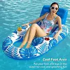 Inflatable Floating Pool Lounge Chair With Cup Holder Swimming Floating Bed