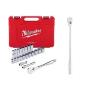 Milwaukee SAE Ratchet + Socket Set 1/2" Drive w/ 18" Extended Ratchet (23-Piece)