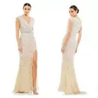 Mac Duggal Sz 8 Ombre Sequined Maxi Fishtail Evening Gown Dress Bridal Prom NWT