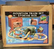Heavy Wooden Mountain Train Rail Road Play Set & Toy Box Sealed