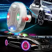 4 Pcs Flash Wheel Tire Light, MACHSWON Colorful LED Solar Wheel Hub Tire Lights, Tyre Valve Cap Strobe Lamp Waterproof Kit Four Modes for Car Vehicle Motorcycle Bike