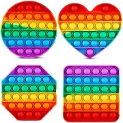 4Pack Pop Fidget Toys Fidget Toy Pack, Multicolor Circle, Square, Octagon, Heart