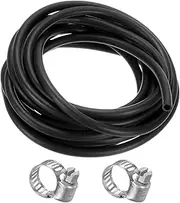 uxcell Lubricating Oil Hoses, (1/4") 6mm ID x 9mm OD 16.4FT Rubber Tubing Hose Pipe Rubber Hose W 6pcs Clamps for Irrigation/Small Equipment/Outdoor/Garden Water Tubing [Black]